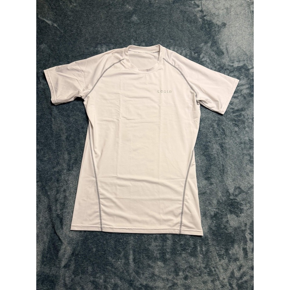 Tesla Compression Shirt 2XL Men's White Athletic Base Layer Gym Training Raglan
